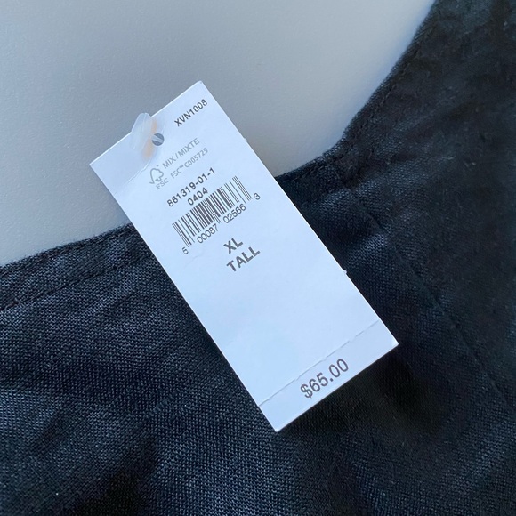 NWT Banana Republic Meridian Linen Tank Black Halter Sweetheart Smocked Top XL - Picture 5 of 8